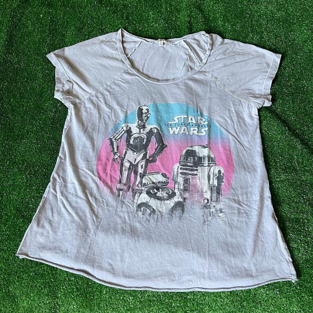 Star Wars The Force Awakens Vintage Style Short Sleeve Droids T-Shirt Size S